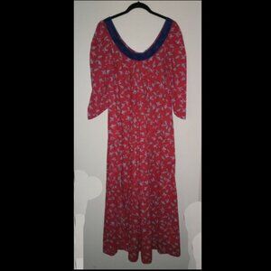 Reyn Bete Collection Honolulu Red Fuchsias Twilight Muumuu Dress L XL